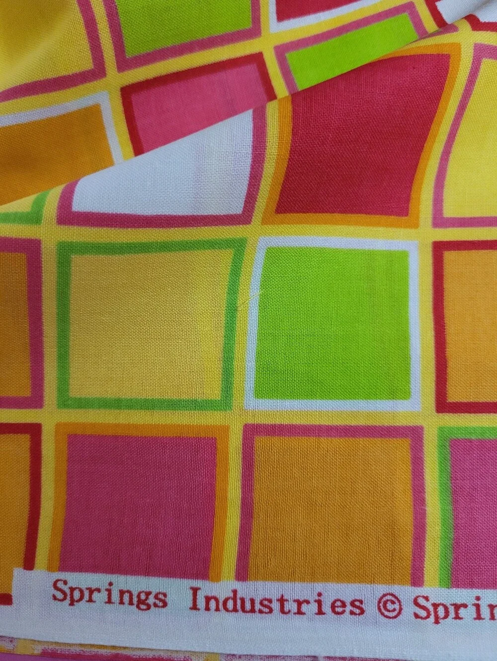 Springs Industries Square Grid Bright Colored Sewing Fabric (1520)